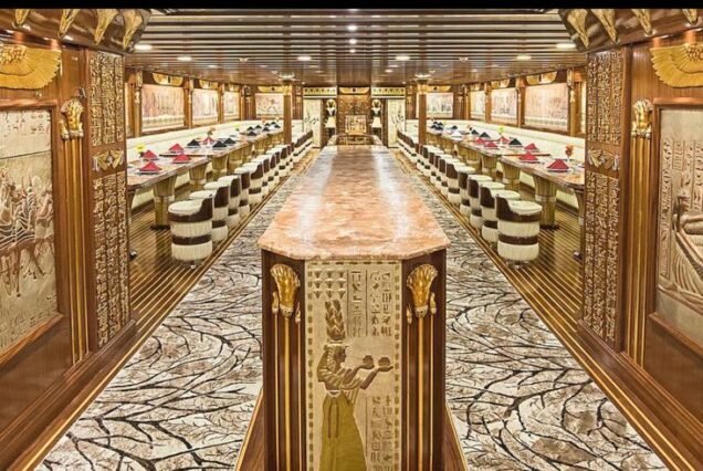 Relaxing sundeck area on the luxurious Nefertari pharaonic yacht